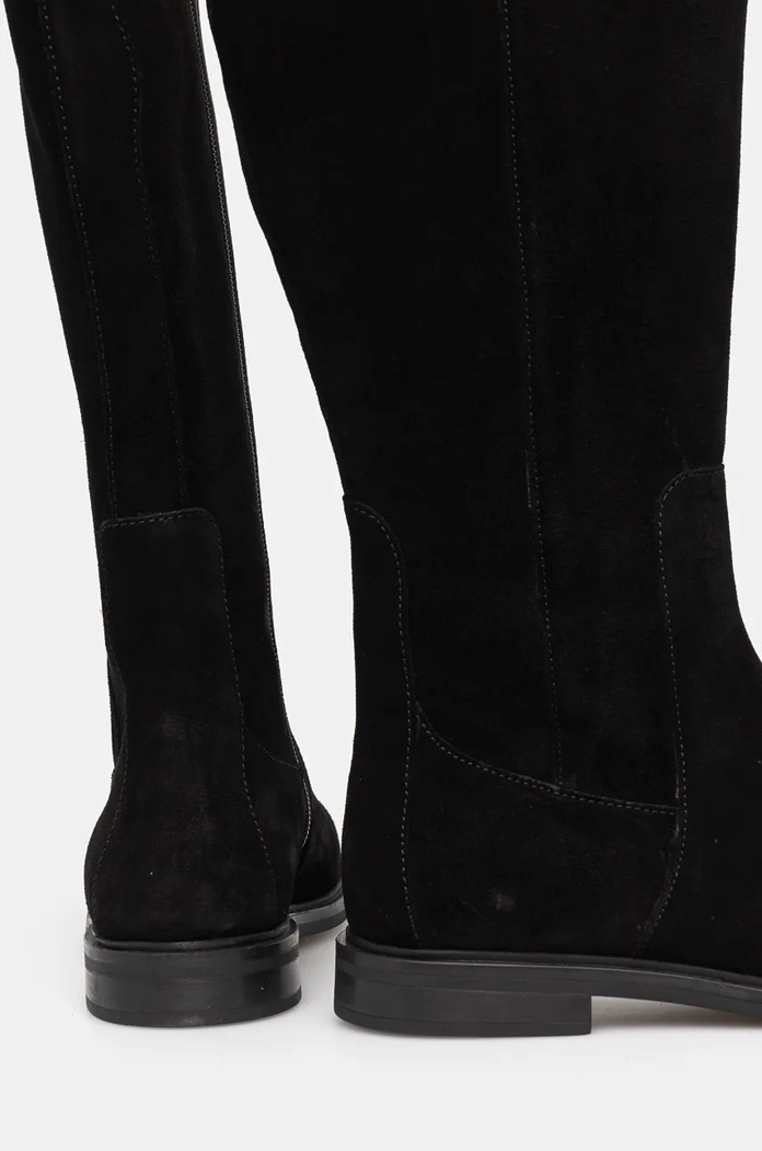 Tommy Hilfiger csizma velúrból FLAG SUEDE LONG BOOT ZIP fekete FW0FW08178