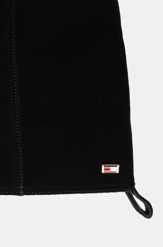 Tommy Hilfiger csizma velúrból FLAG SUEDE LONG BOOT ZIP FW0FW08178 fekete