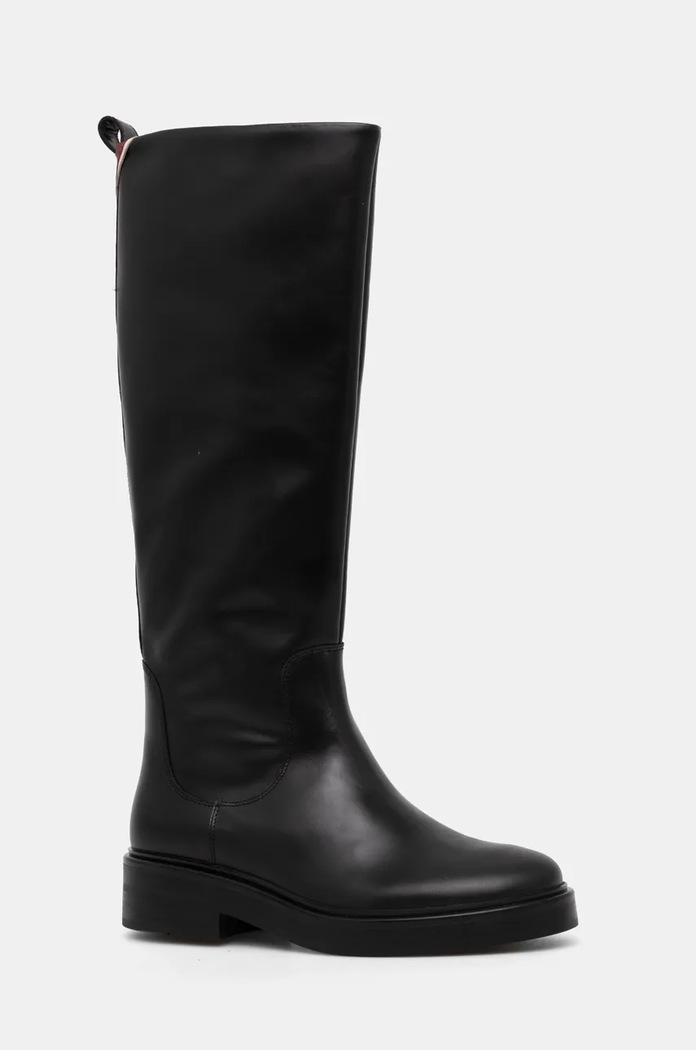 Kožené čižmy Tommy Hilfiger PREMIUM LEATHER LONG BOOT usňová koža čierna FW0FW08180