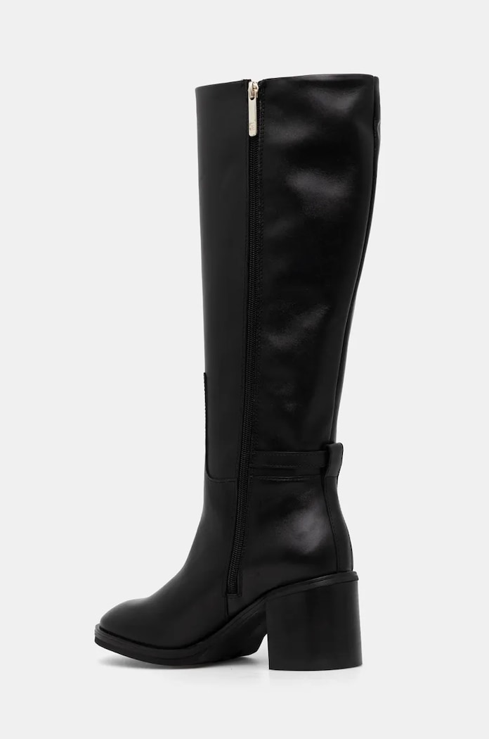 Boty Kožené kozačky Tommy Hilfiger TH CHAIN LEATHER LONG BOOT FW0FW08182 černá