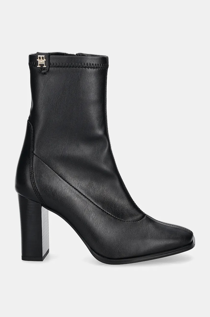 Tommy Hilfiger botine PARTY LEATHER SOCK HEEL BOOTIE FW0FW08250 negru NC24