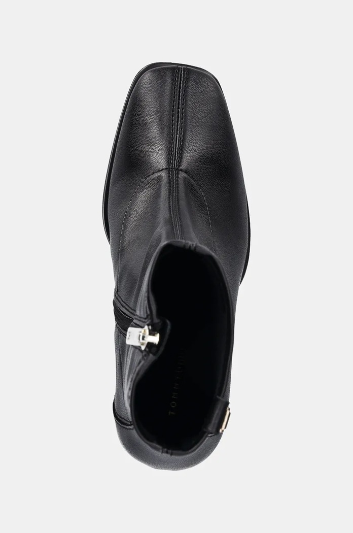 Členkové topánky Tommy Hilfiger PARTY LEATHER SOCK HEEL BOOTIE čierna FW0FW08250