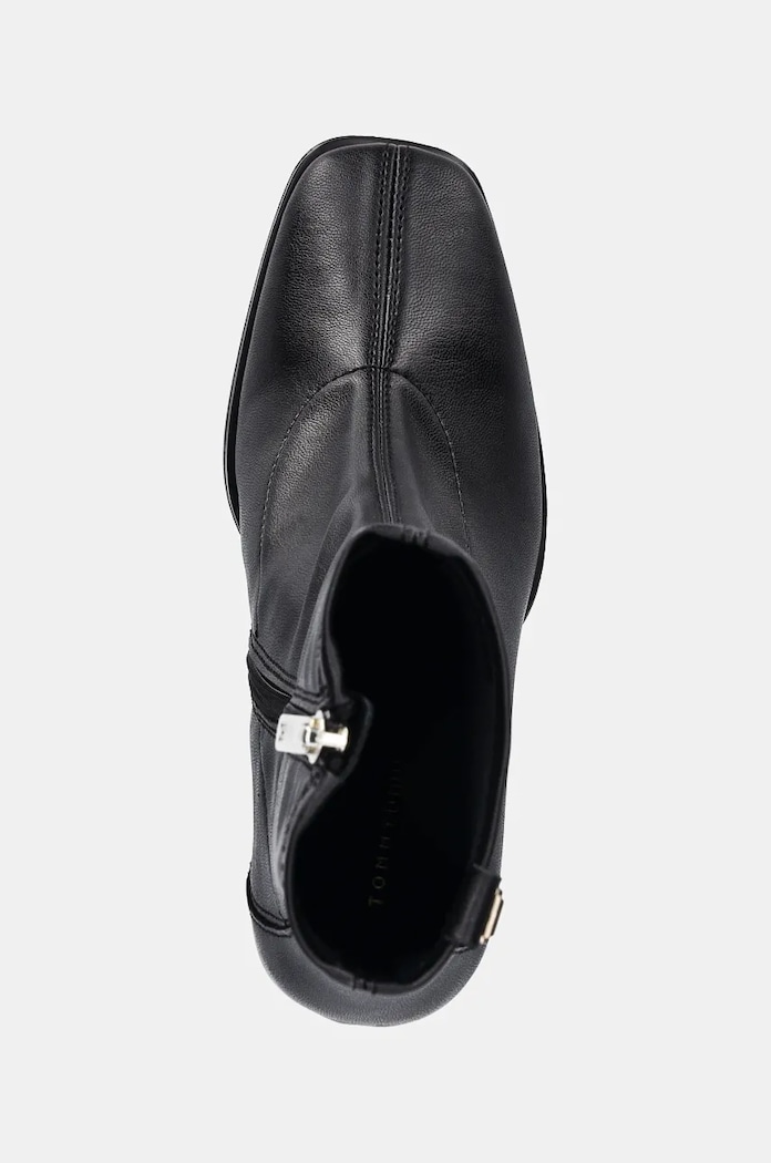 Tommy Hilfiger botine PARTY LEATHER SOCK HEEL BOOTIE negru FW0FW08250