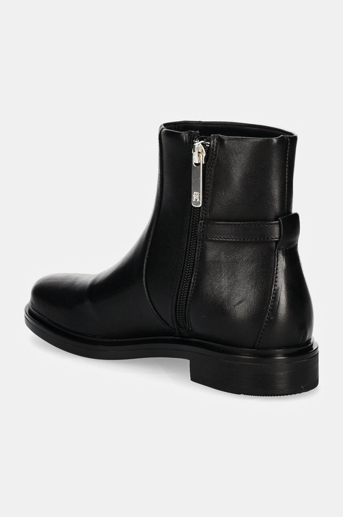 Boty Kožené kotníkové boty Tommy Hilfiger TH CHAIN LEATHER LOW BOOTIE FW0FW08251 černá