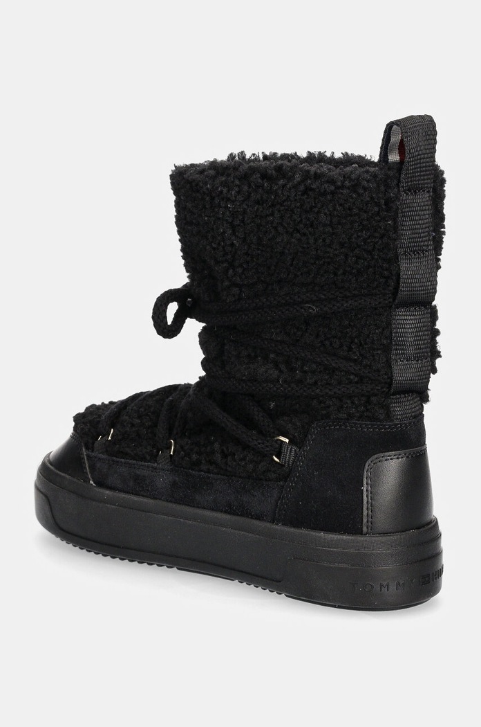 Încălțăminte Tommy Hilfiger cizme de iarna LACE-UP FAUX SHEARLING SNOWBOOT FW0FW08252 negru