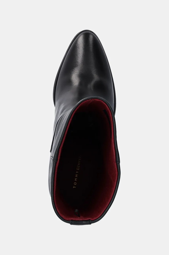 Δερμάτινες μπότες Tommy Hilfiger MID COWBOY HEEL LEATHER μαύρο FW0FW08253