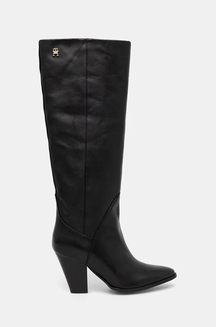 Μπότες Tommy Hilfiger HIGH COWBOY HEEL BOOT LEATHER FW0FW08296 μαύρο NC24