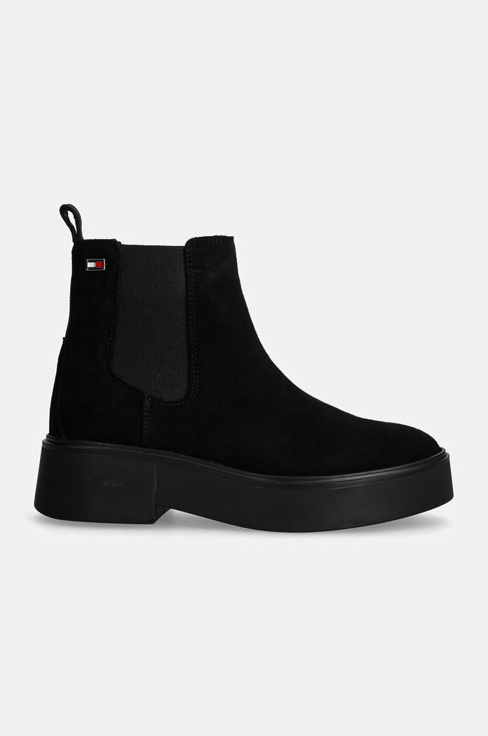 Gležnjače od brušene kože Tommy Hilfiger MINIMAL SUEDE CHELSEA FLAG FW0FW08303 crna NC24
