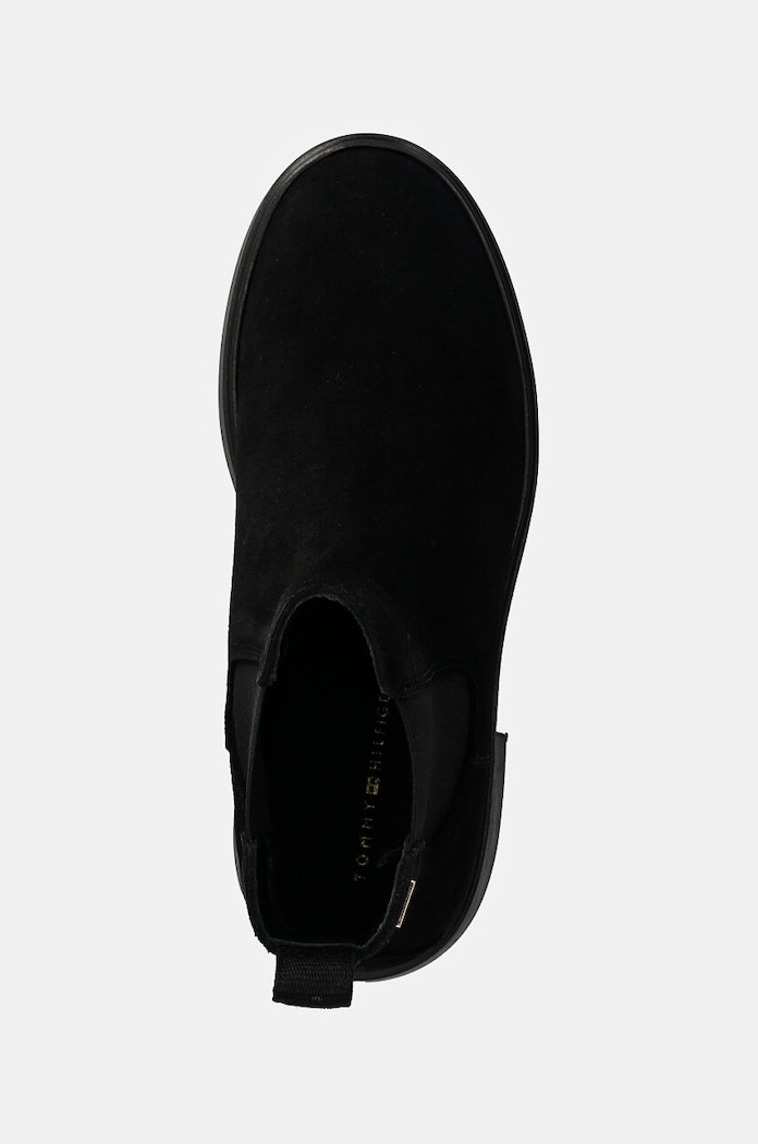 Gležnjače od brušene kože Tommy Hilfiger MINIMAL SUEDE CHELSEA FLAG crna FW0FW08303