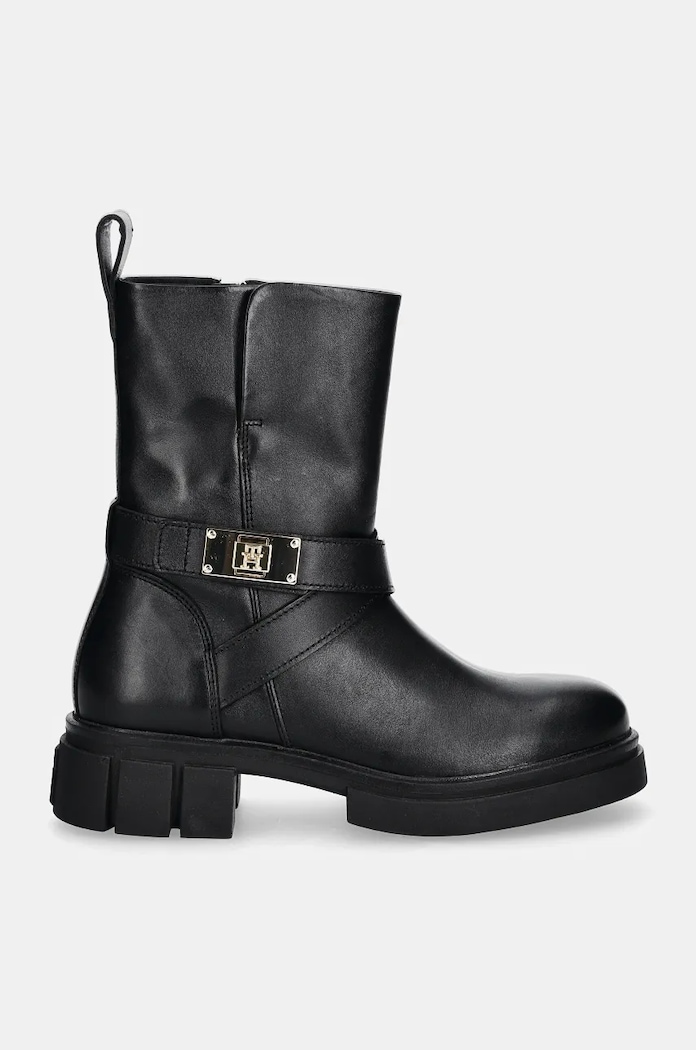 Kožené kotníkové boty Tommy Hilfiger BIKER LEATHER FW0FW08313 černá NC24