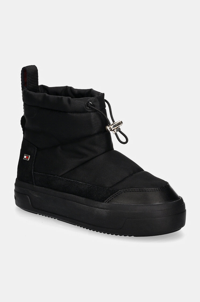 Μπότες χιονιού Tommy Hilfiger FLAG NYLON MINI SNOWBOOT υφασμάτινο μαύρο FW0FW08334