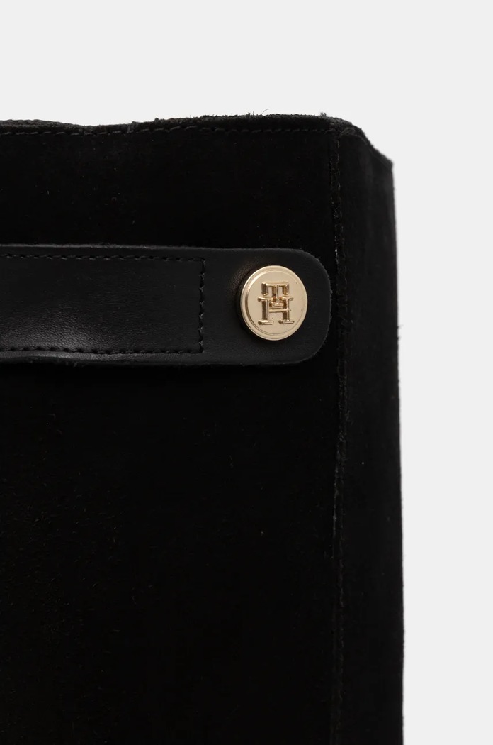 Boty Kožené kozačky Tommy Hilfiger TH STUD LEATHER MIX LONG BOOT FW0FW08341 černá