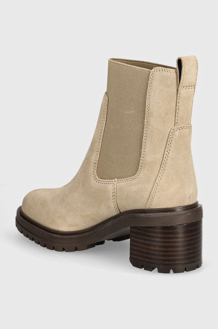 Obuwie Tommy Hilfiger sztyblety zamszowe FLAG MID HEEL SUEDE CHELSEA FW0FW08429 beżowy