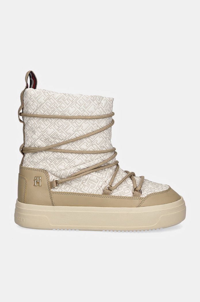 Μπότες χιονιού Tommy Hilfiger LACE-UP MONOGRAM SNOWBOOT FW0FW08430 μπεζ NC24