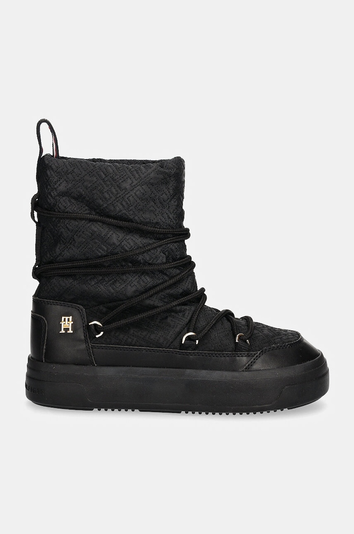 Μπότες χιονιού Tommy Hilfiger LACE-UP MONOGRAM SNOWBOOT FW0FW08430 μαύρο NC24