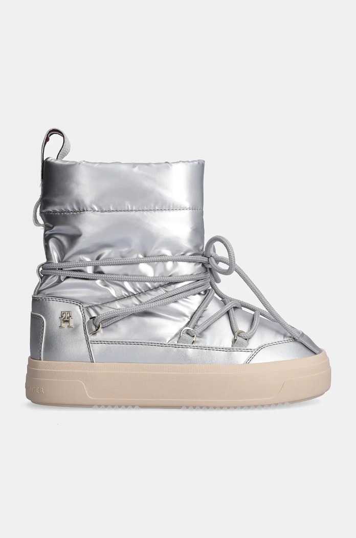 Μπότες χιονιού Tommy Hilfiger LACE-UP METALLIC SNOWBOOT FW0FW08442 ασημί NC24