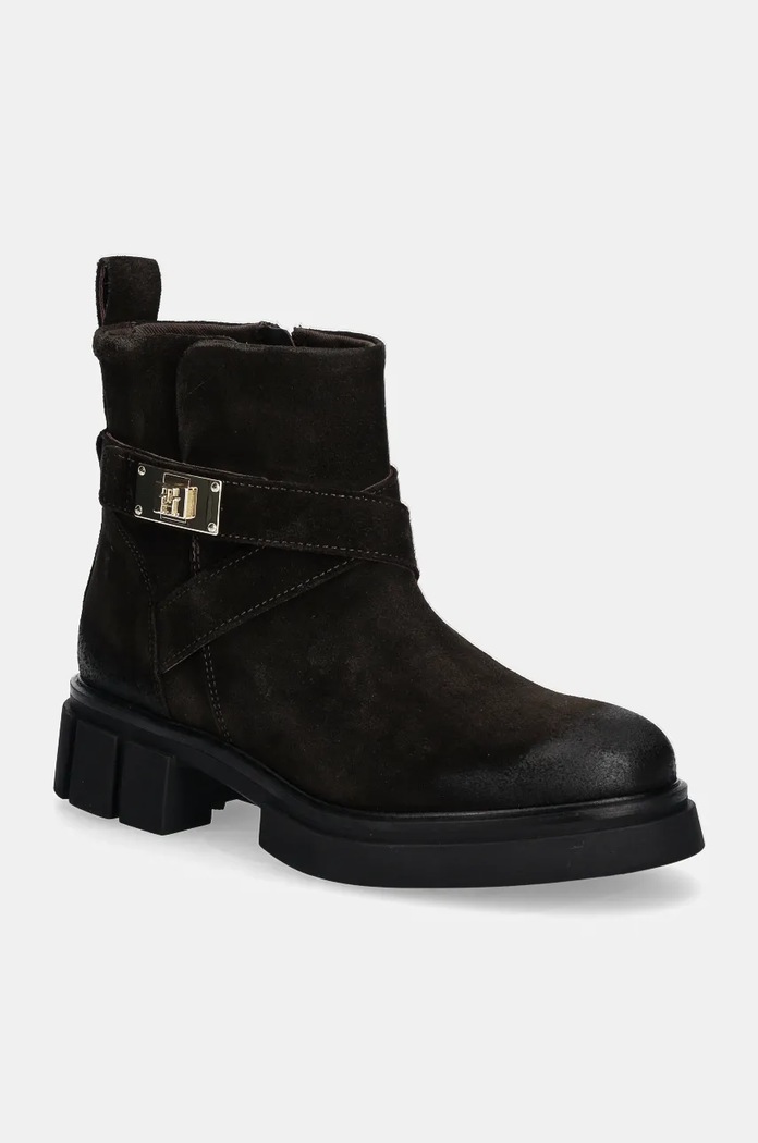 Tommy Hilfiger botki zamszowe BIKER BRUSHED SUEDE płaski brązowy FW0FW08454