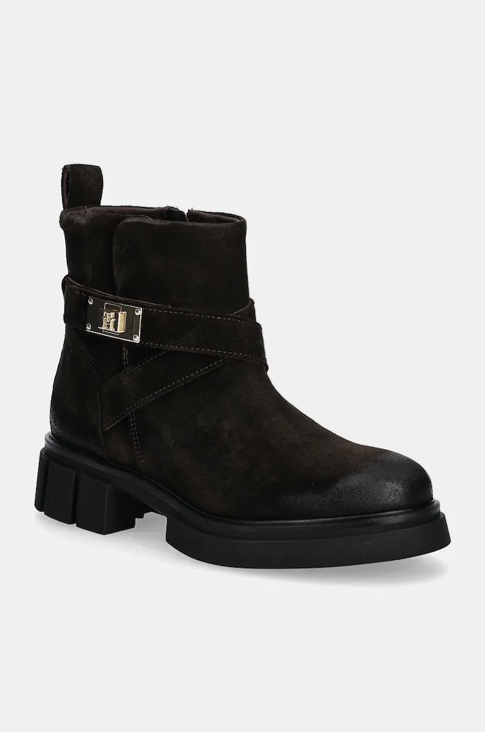 Tommy Hilfiger botki zamszowe BIKER BRUSHED SUEDE płaski brązowy FW0FW08454