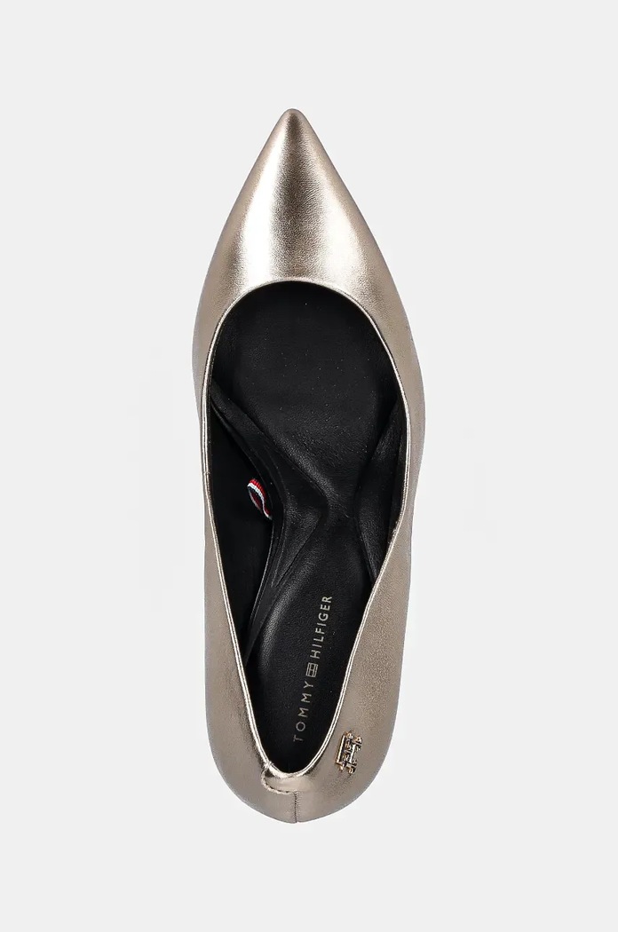 Tommy Hilfiger szpilki skórzane PARTY POINTED METALLIC PUMP złoty FW0FW08156