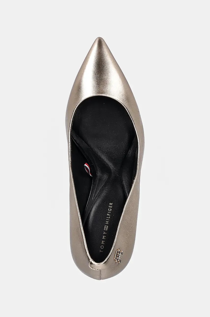 Tommy Hilfiger szpilki skórzane PARTY POINTED METALLIC PUMP złoty FW0FW08156