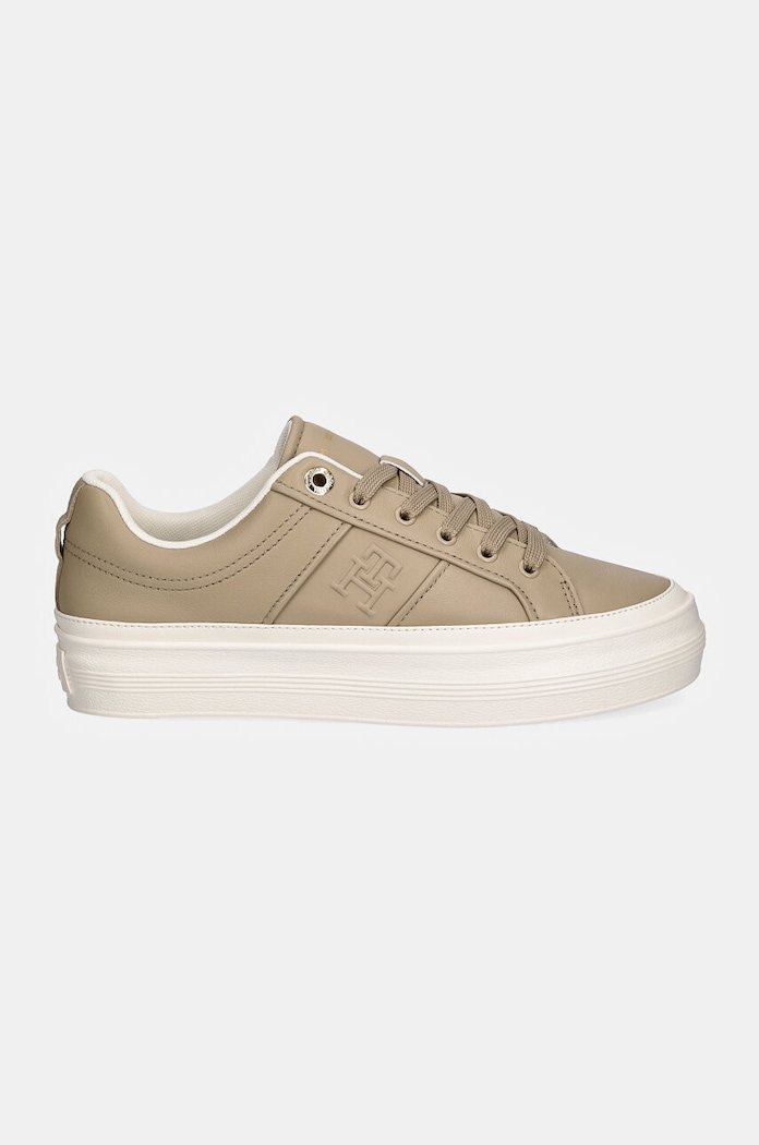 Kožené sneakers boty Tommy Hilfiger ESSENTIAL VULC SNEAKER MONOGRAM FW0FW07945 béžová NC24