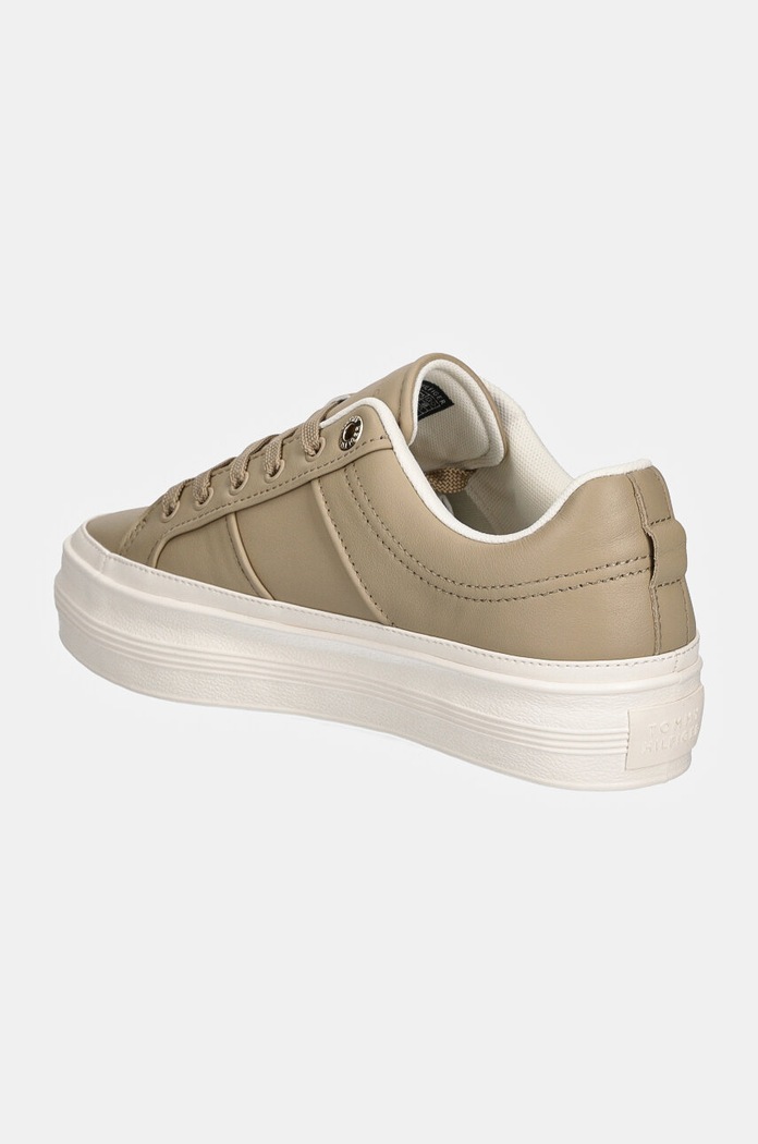 Boty Kožené sneakers boty Tommy Hilfiger ESSENTIAL VULC SNEAKER MONOGRAM FW0FW07945 béžová