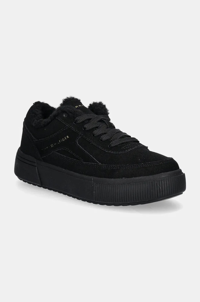 Σουέτ sneakers Tommy Hilfiger SUEDE VULC WINTER SNEAKER LO πλατφόρμα μαύρο FW0FW08107