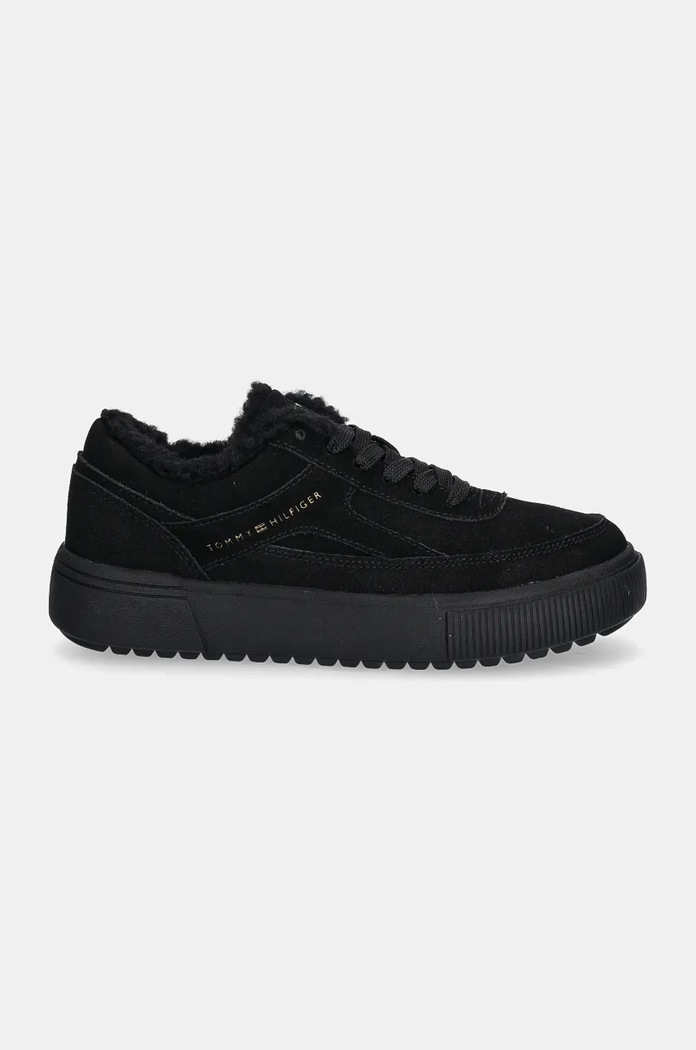 Σουέτ sneakers Tommy Hilfiger SUEDE VULC WINTER SNEAKER LO FW0FW08107 μαύρο NC24