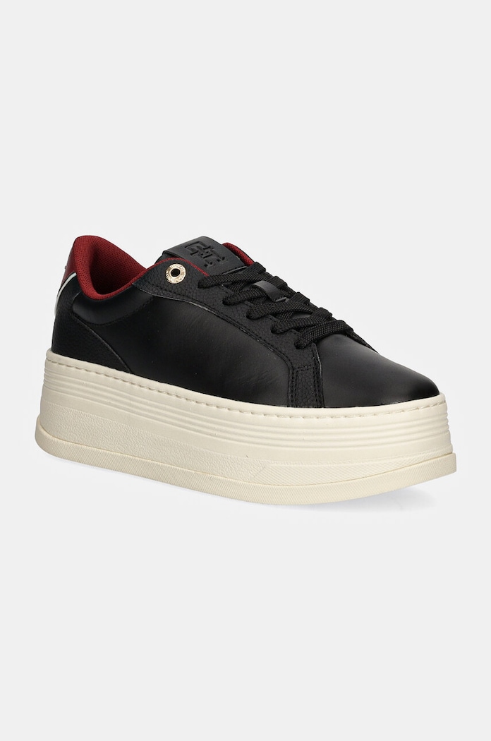 Sneakers Tommy Hilfiger TH PLATFORM SNEAKER TRIANGLE απομίμηση λείου δέρματος μαύρο FW0FW08115
