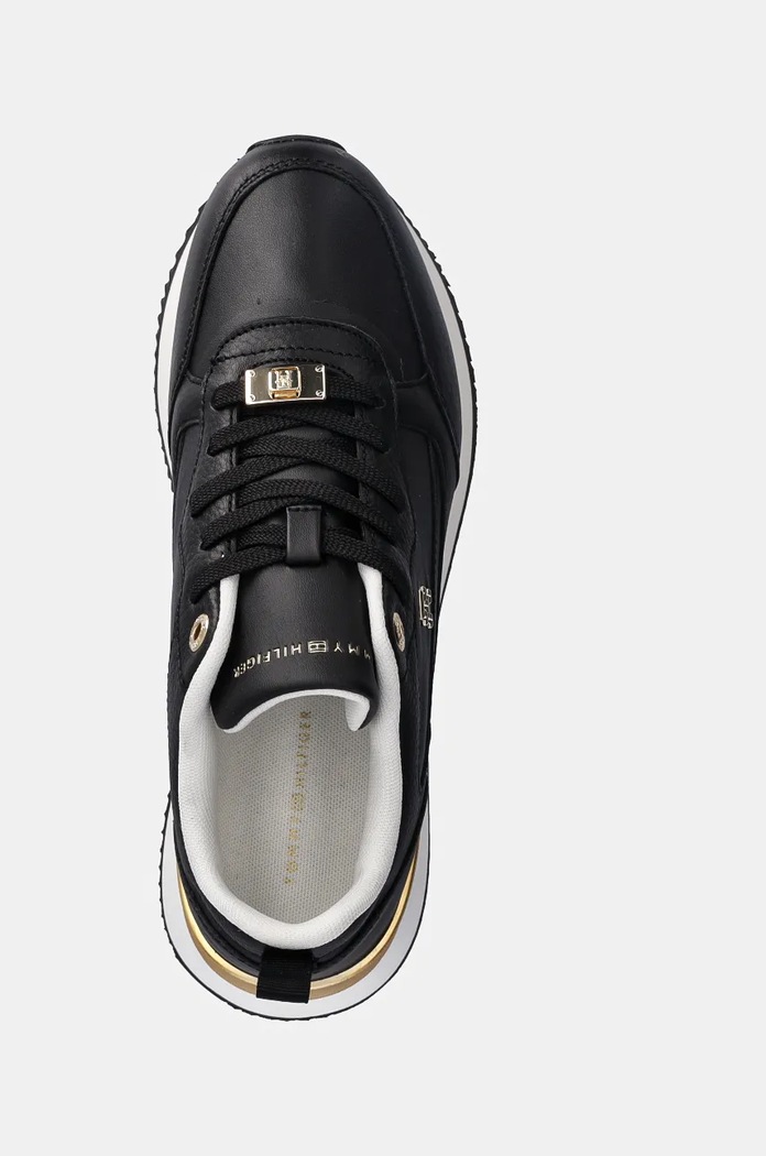 Δερμάτινα sneakers Tommy Hilfiger FEMININE RUNNER μαύρο FW0FW08117