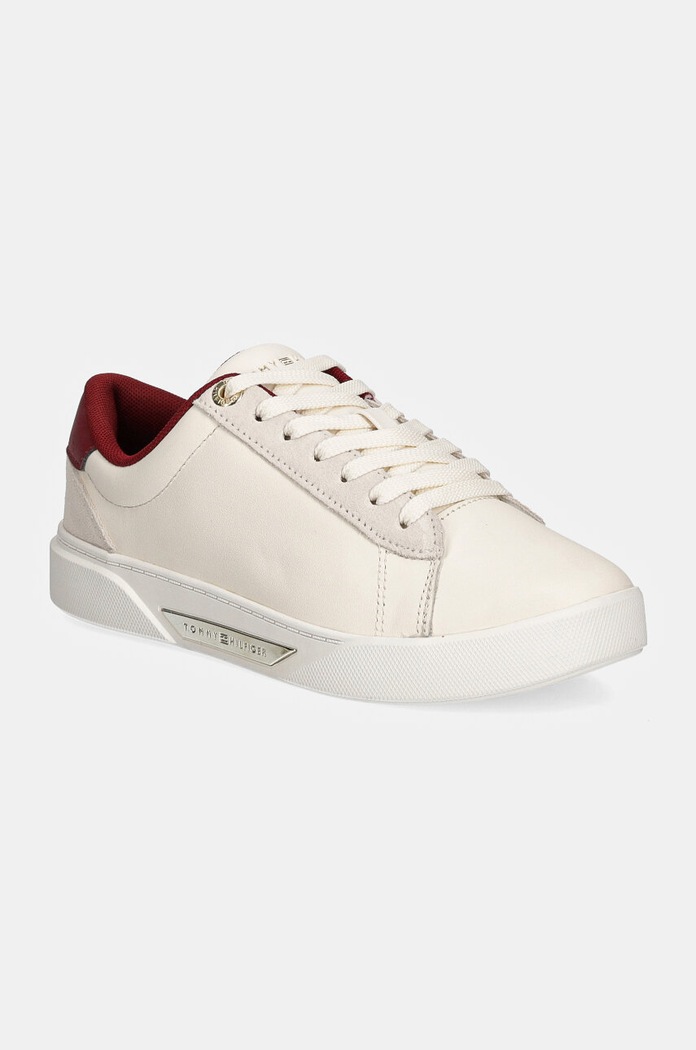 Δερμάτινα sneakers Tommy Hilfiger CHIC COURT SNEAKER φλατ μπεζ FW0FW08123