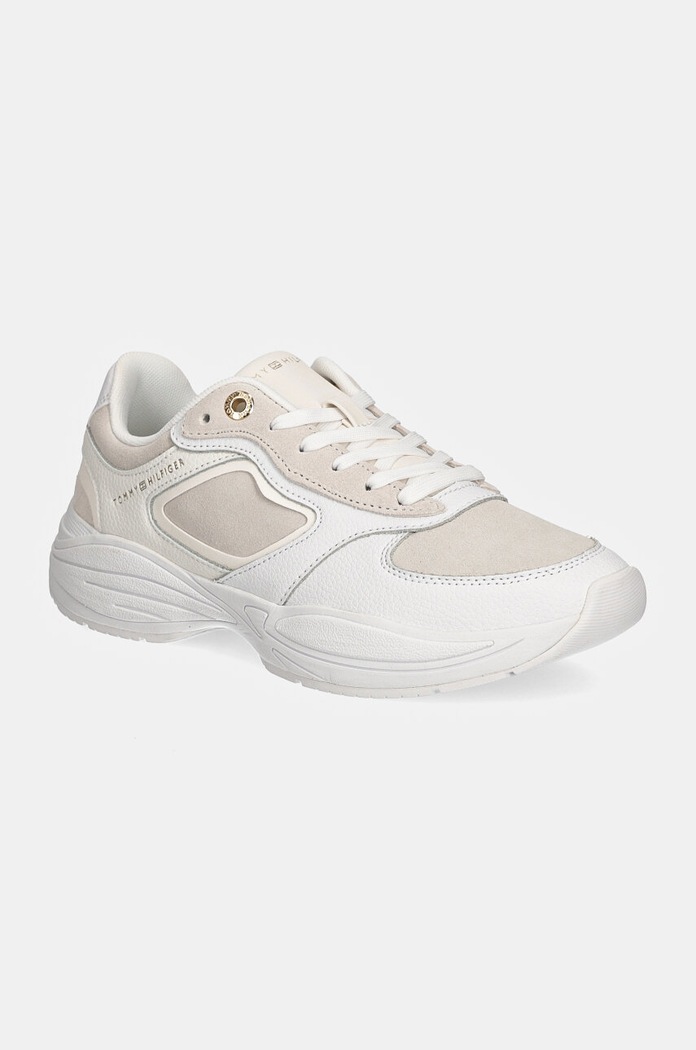 Kožené sneakers boty Tommy Hilfiger CHUNKY RUNNER přírodní kůže béžová FW0FW08130