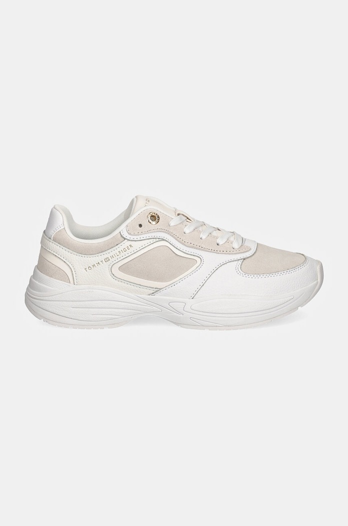 Kožené sneakers boty Tommy Hilfiger CHUNKY RUNNER FW0FW08130 béžová NC24