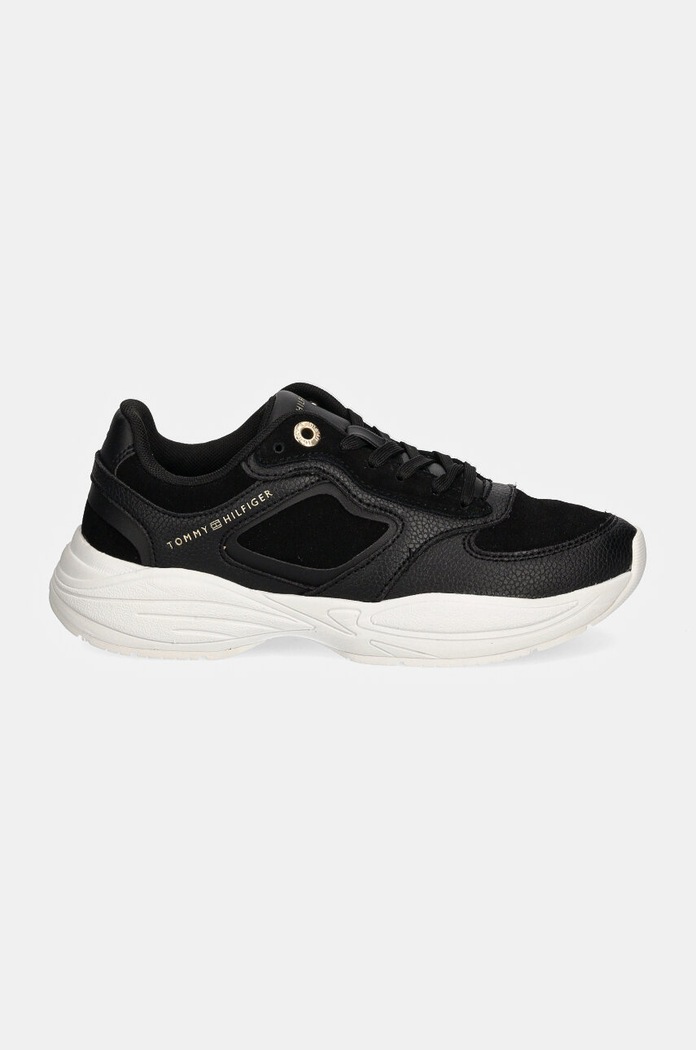 Tommy Hilfiger bőr sportcipő CHUNKY RUNNER FW0FW08130 fekete NC24