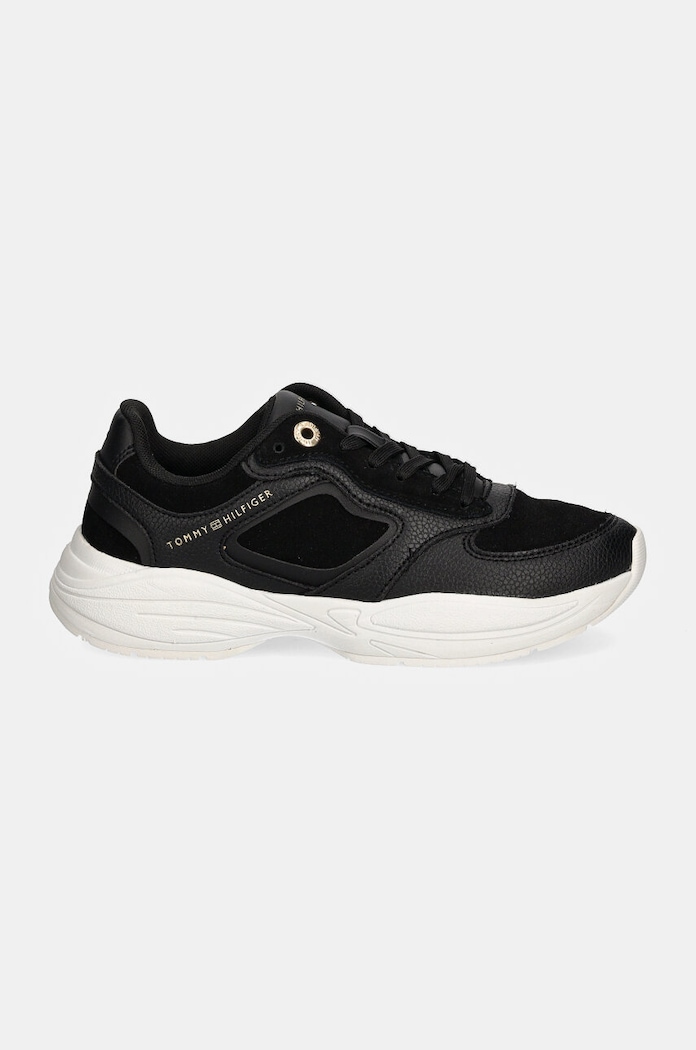 Tommy Hilfiger bőr sportcipő CHUNKY RUNNER FW0FW08130 fekete NC24
