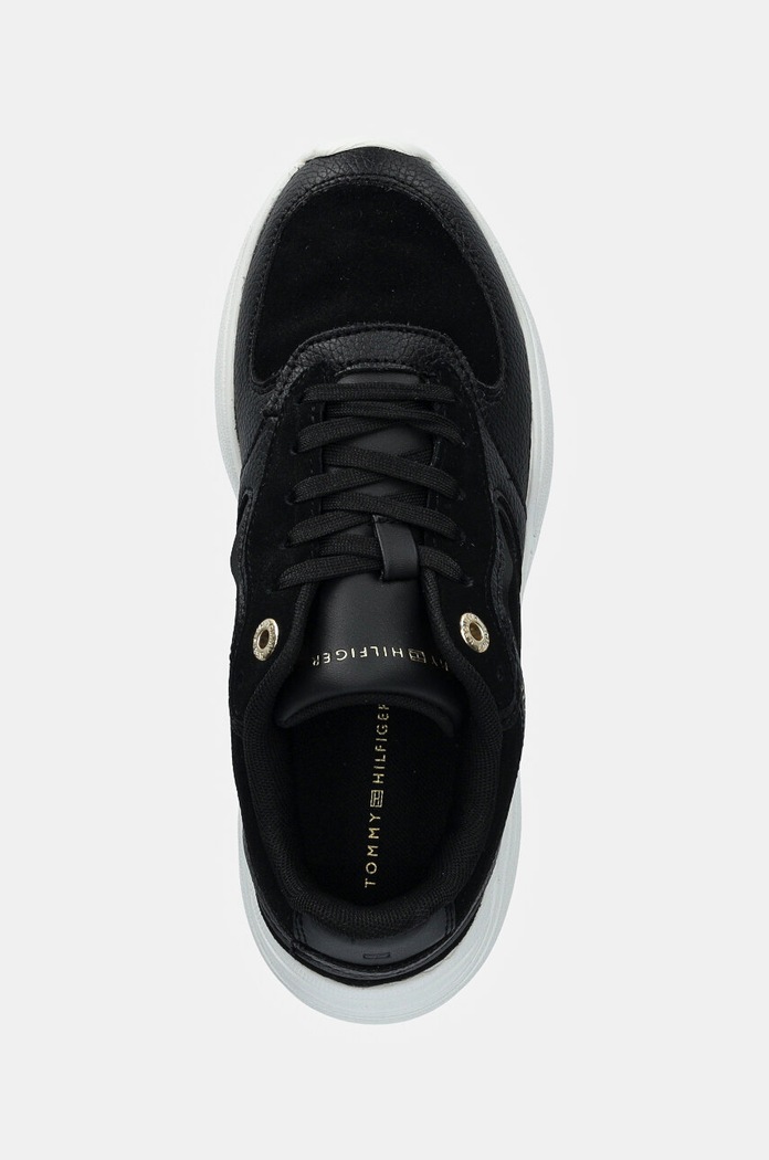 Tommy Hilfiger bőr sportcipő CHUNKY RUNNER fekete FW0FW08130