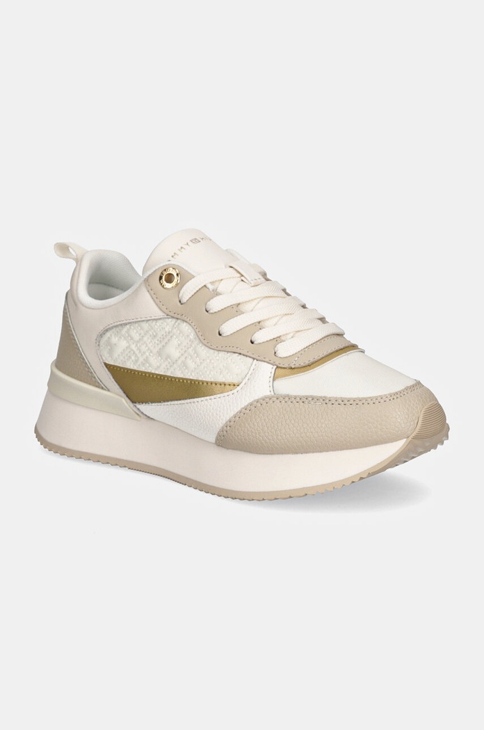 Sneakers Tommy Hilfiger MONOGRAM RUNNER υφασμάτινο μπεζ FW0FW08248
