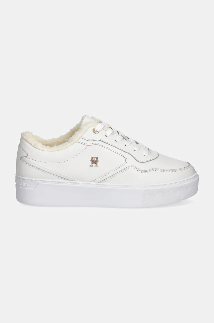 Kožne tenisice Tommy Hilfiger ESSENTIAL PLATFORM SNEAKER FUR FW0FW08349 bijela NC24