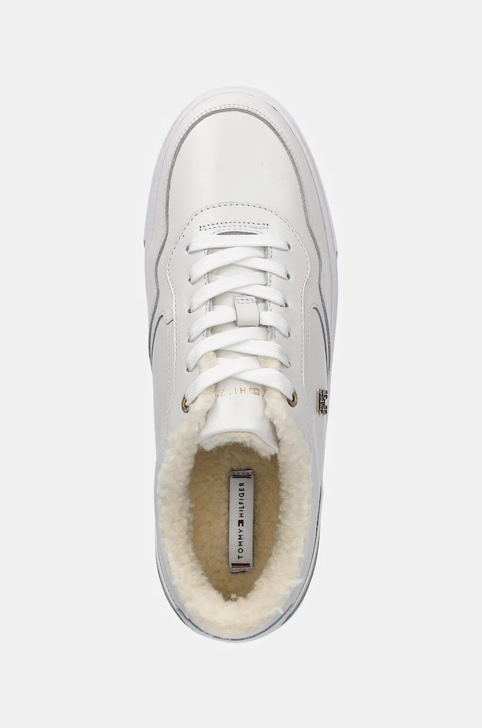 Kožne tenisice Tommy Hilfiger ESSENTIAL PLATFORM SNEAKER FUR bijela FW0FW08349