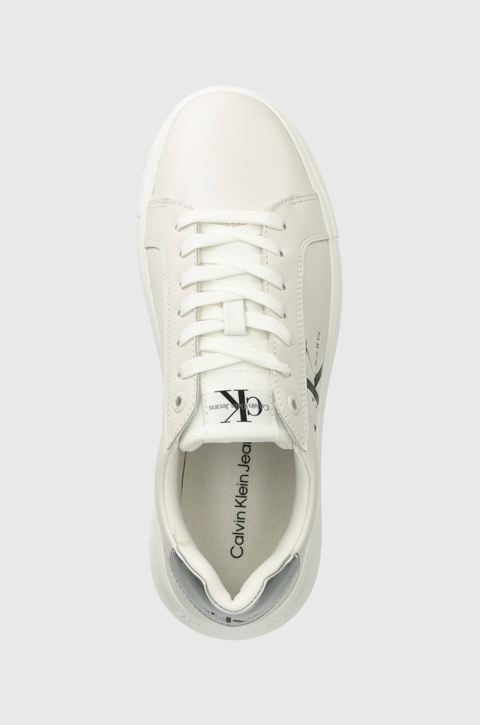 Calvin Klein Jeans sneakersy skórzane CHUNKY CUPSOLE LACEUP LTH ML MTL biały YW0YW01476