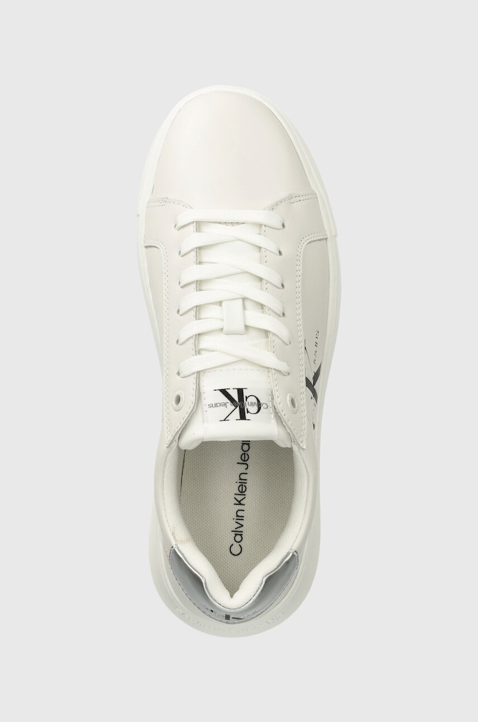 Calvin Klein Jeans sneakersy skórzane CHUNKY CUPSOLE LACEUP LTH ML MTL biały YW0YW01476