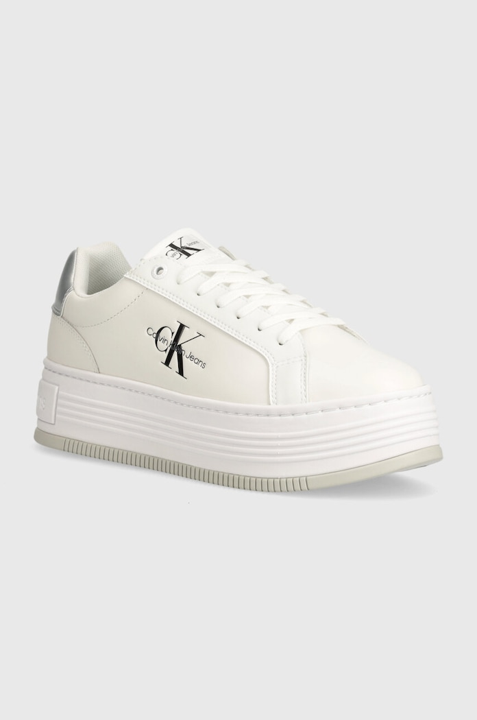 Calvin Klein Jeans Sneakersy BOLD PLATF LOW LACE LTH ML MTL biały YW0YW01516