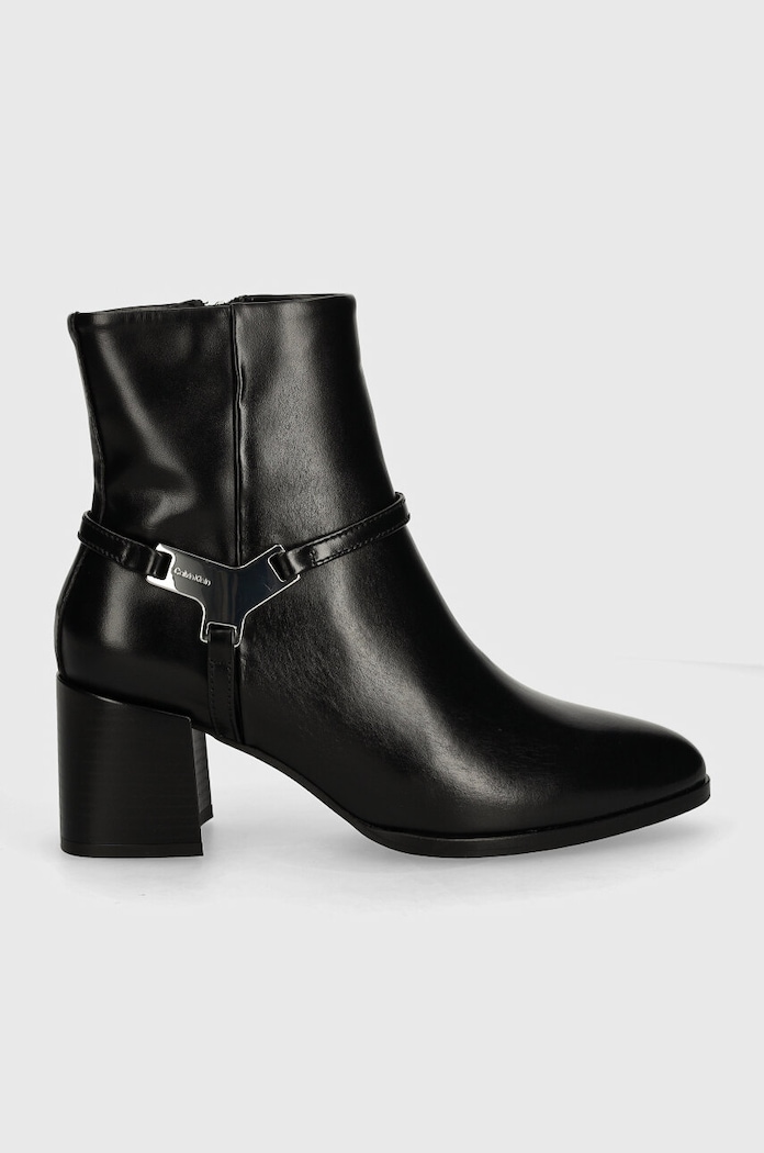 Calvin Klein botki skórzane ANKLE BOOT 55 W/HW LTH HW0HW02095 czarny AW24