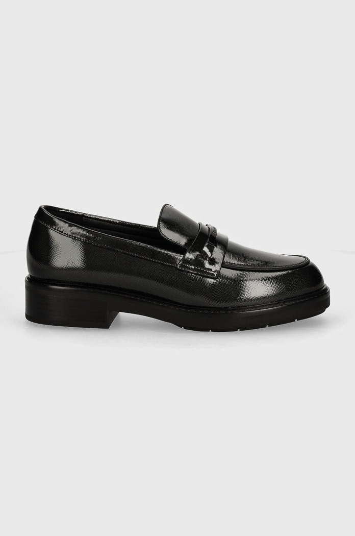 Calvin Klein mokasyny skórzane LOAFER W/M BAR SAFF LTH HW0HW02076 czarny AW24