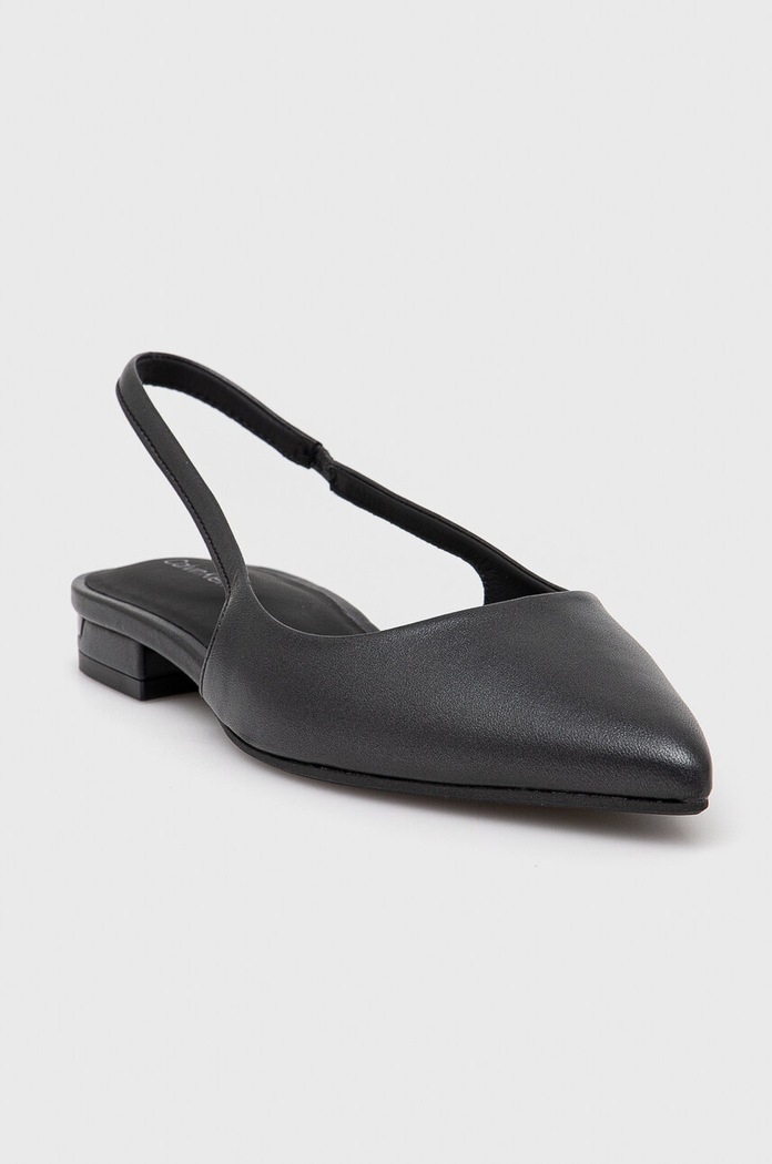 Calvin Klein baleriny skórzane FLAT SLINGBACK PUMP PEARL HW0HW02120 czarny AW24