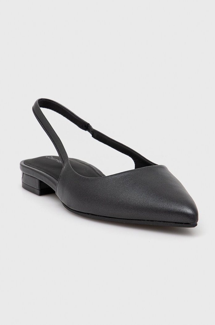 Calvin Klein baleriny skórzane FLAT SLINGBACK PUMP PEARL HW0HW02120 czarny AW24