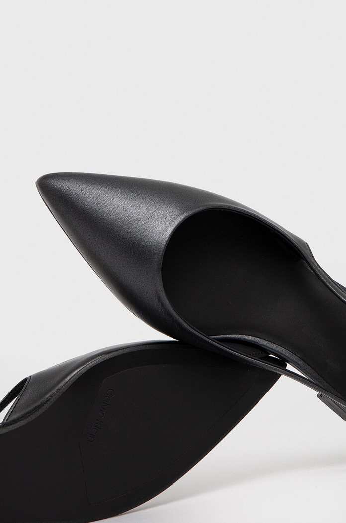Calvin Klein baleriny skórzane FLAT SLINGBACK PUMP PEARL HW0HW02120 czarny
