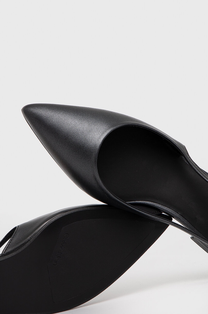 Calvin Klein baleriny skórzane FLAT SLINGBACK PUMP PEARL HW0HW02120 czarny