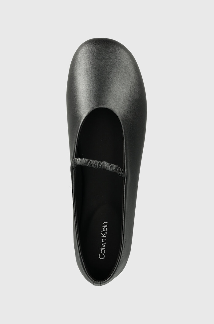 Usnjene balerinke Calvin Klein BALLERINA W/STRAP PEARL LTH črna HW0HW02136