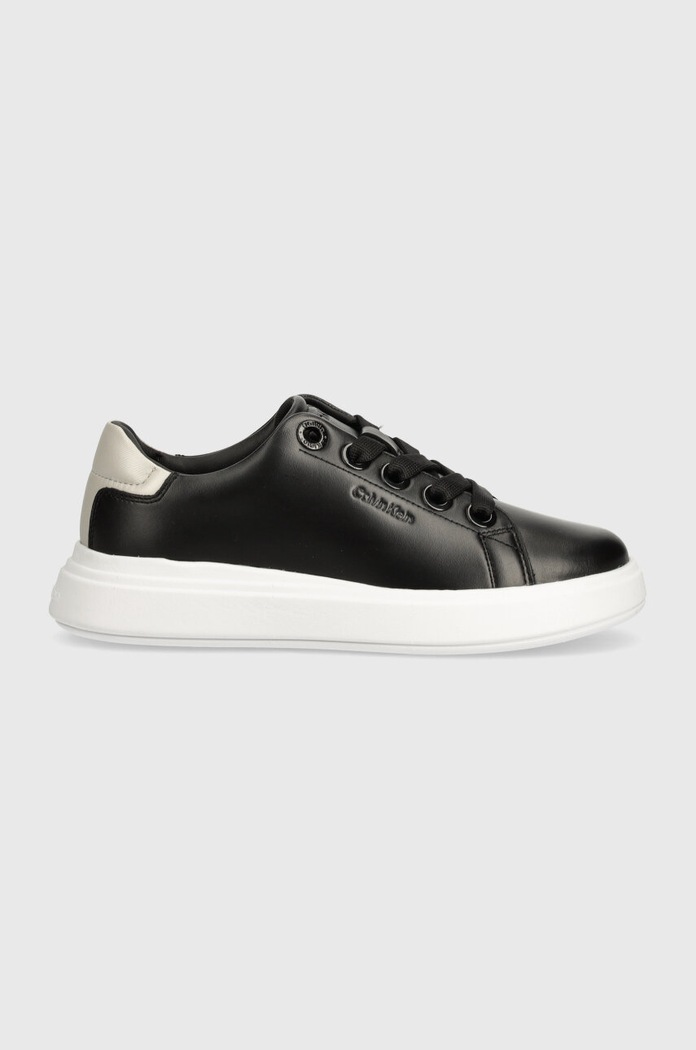 Calvin Klein sneakersy skórzane CUPSOLE LACE UP LTH HW0HW02085 czarny AW24